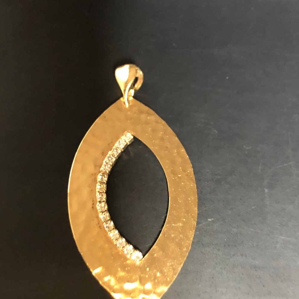 Gold Crystal-Accented Marquise Pendant